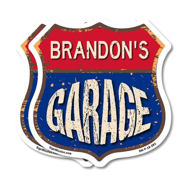 Brandon's Garage (2 Pack) 18 inch X 18 inch Shield...