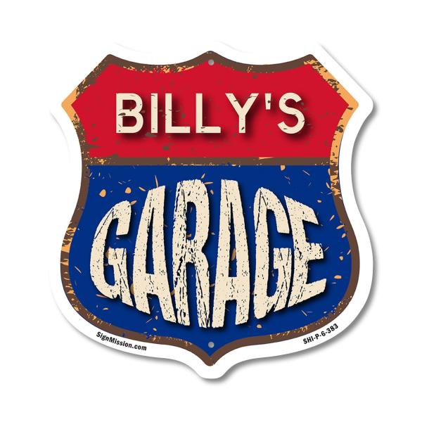 Billy's Garage 6 inch X 6 inch Shield Shaped Comme...