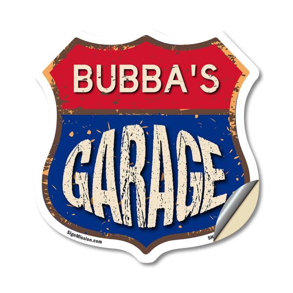 Bubba's Garage 18 inch X 18 inch Shield Shaped Hea...