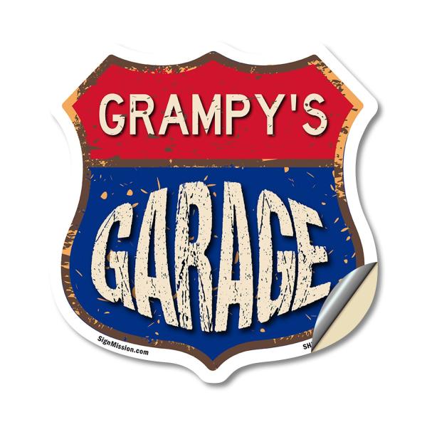 Grampy's Garage 18 inch X 18 inch Shield Shaped He...