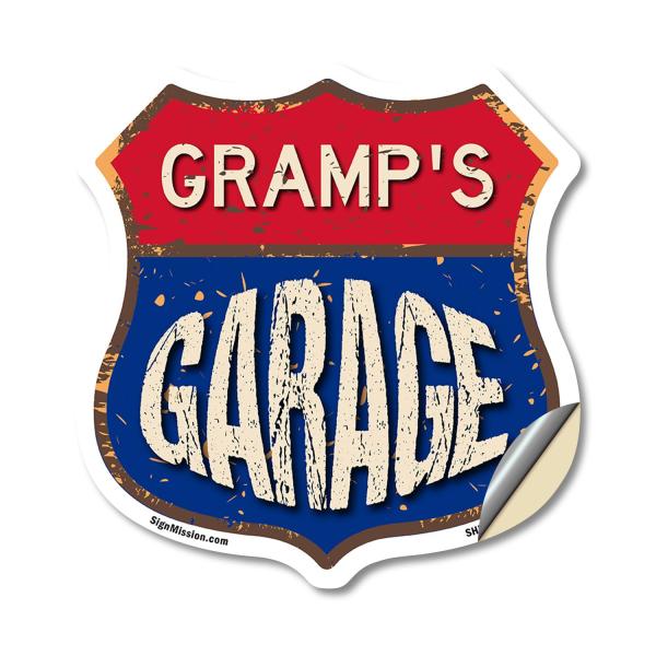 Gramp's Garage 18 inch X 18 inch Shield Shaped Hea...