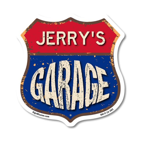Jerry's Garage 12 inch X 12 inch Shield Shaped Com...