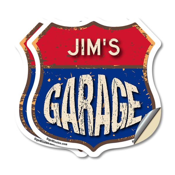 Jim's Garage (2 Pack) 6 inch X 6 inch Shield Shape...