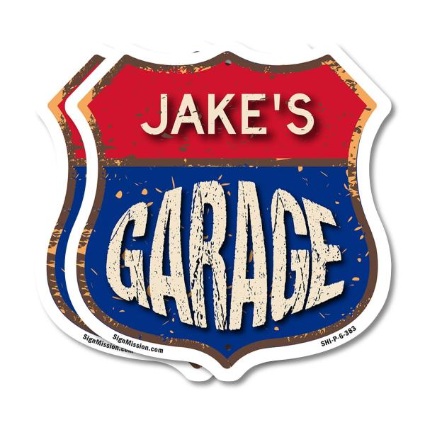 Jake's Garage (2 Pack) 6 inch X 6 inch Shield Shap...