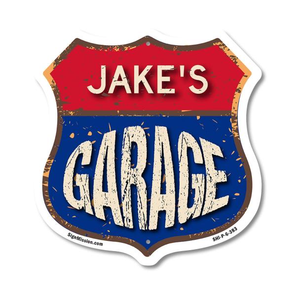 Jake's Garage 6 inch X 6 inch Shield Shaped Commer...