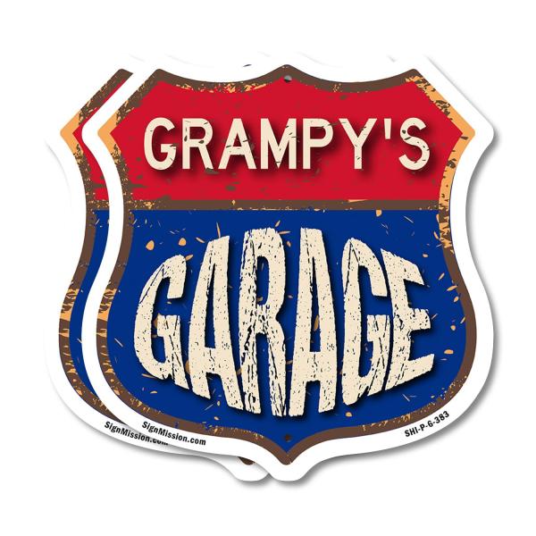Grampy's Garage (2 Pack) 6 inch X 6 inch Shield Sh...
