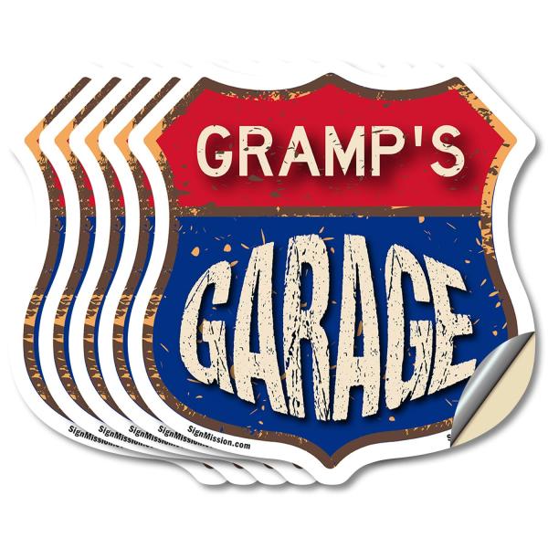 Gramp's Garage (5 Pack) 4 inch X 4 inch Shield Sha...