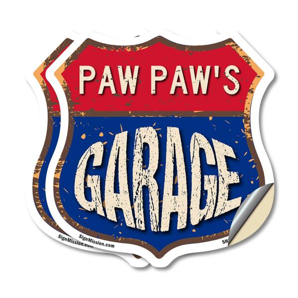 Paw Paw's Garage (2 Pack) 18 inch X 18 inch Shield...