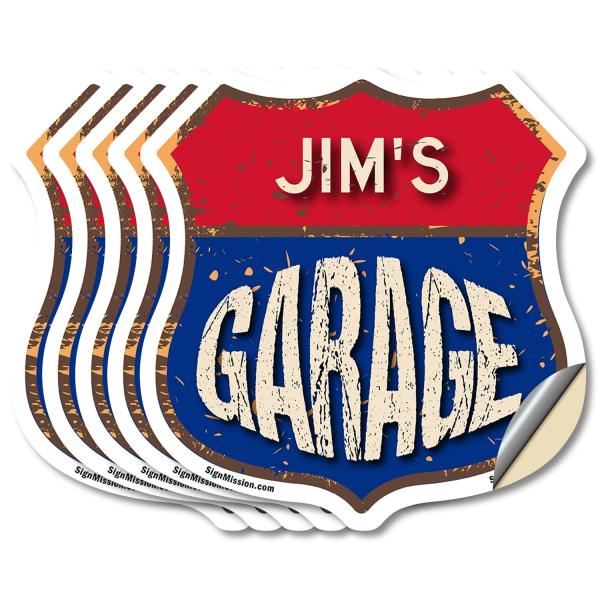 Jim's Garage (5 Pack) 6 inch X 6 inch Shield Shape...