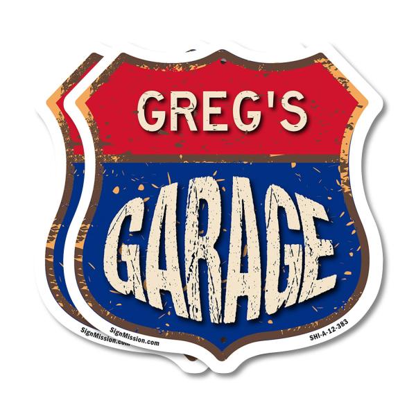 Greg's Garage (2 Pack) 12 inch X 12 inch Shield-Sh...