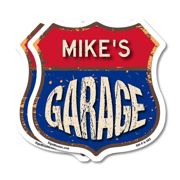 Mike's Garage (2 Pack) 6 inch X 6 inch Shield Shap...