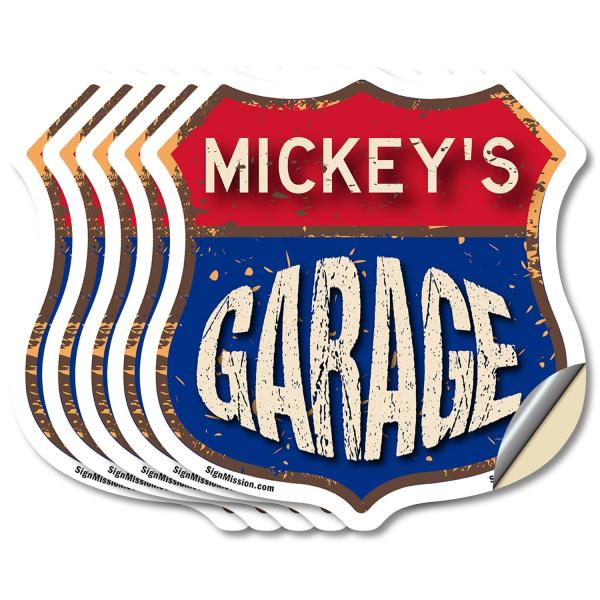 Mickey's Garage (5 Pack) 4 inch X 4 inch Shield Sh...