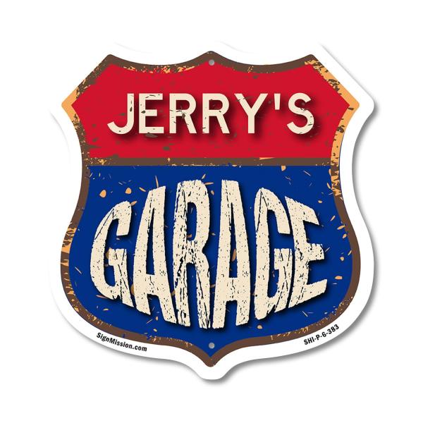 Jerry's Garage 6 inch X 6 inch Shield Shaped Comme...