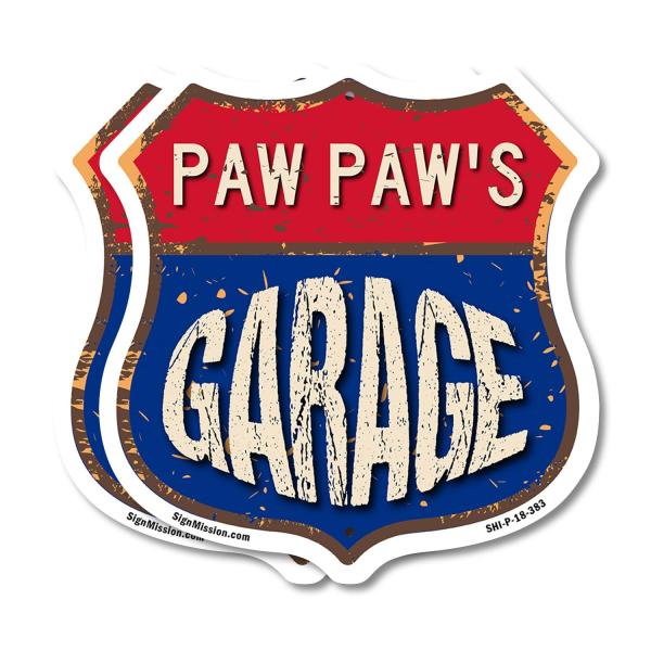Paw Paw's Garage (2 Pack) 18 inch X 18 inch Shield...
