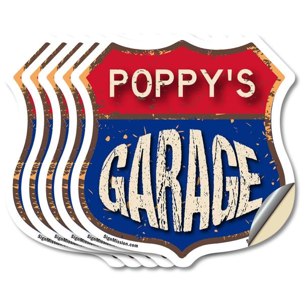 Poppy's Garage (5 Pack) 4 inch X 4 inch Shield Sha...