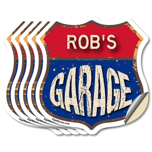 Rob's Garage (5 Pack) 4 inch X 4 inch Shield Shape...