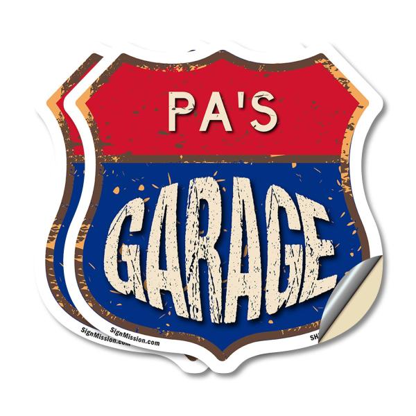 Pa's Garage (2 Pack) 18 inch X 18 inch Shield Shap...