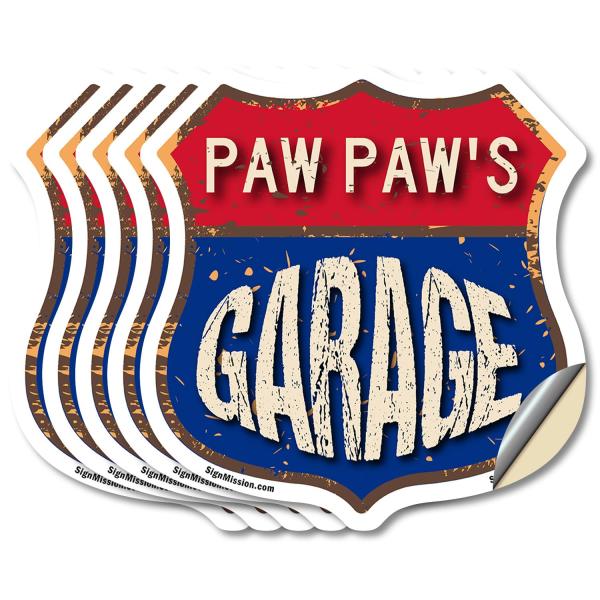 Paw Paw's Garage (5 Pack) 6 inch X 6 inch Shield S...