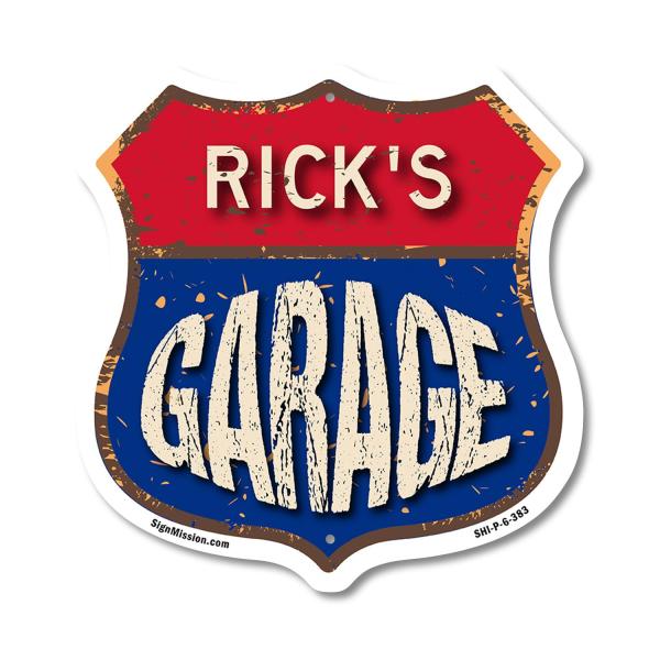 Rick's Garage 6 inch X 6 inch Shield Shaped Commer...