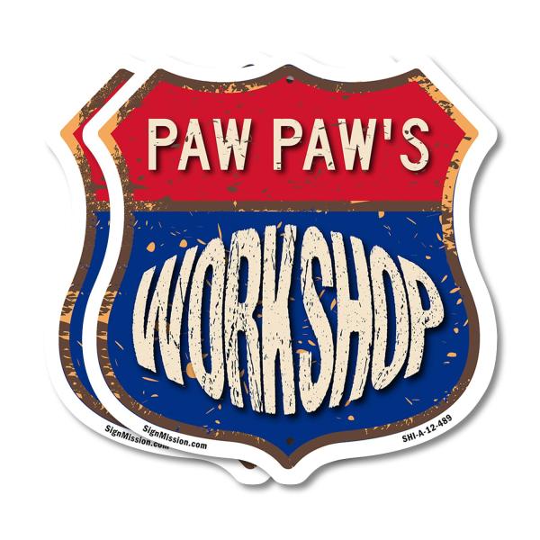 Paw Paw's Workshop (2 Pack) 12 inch X 12 inch Shie...