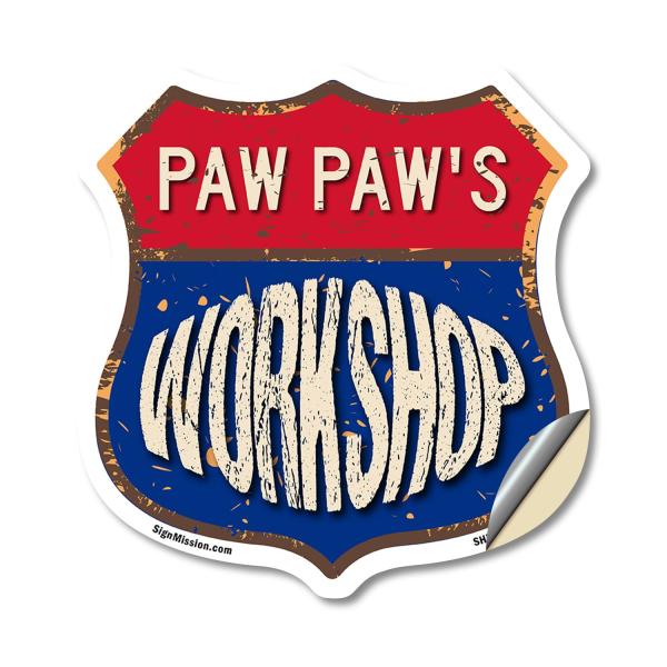 Paw Paw's Workshop 18 inch X 18 inch Shield Shaped...