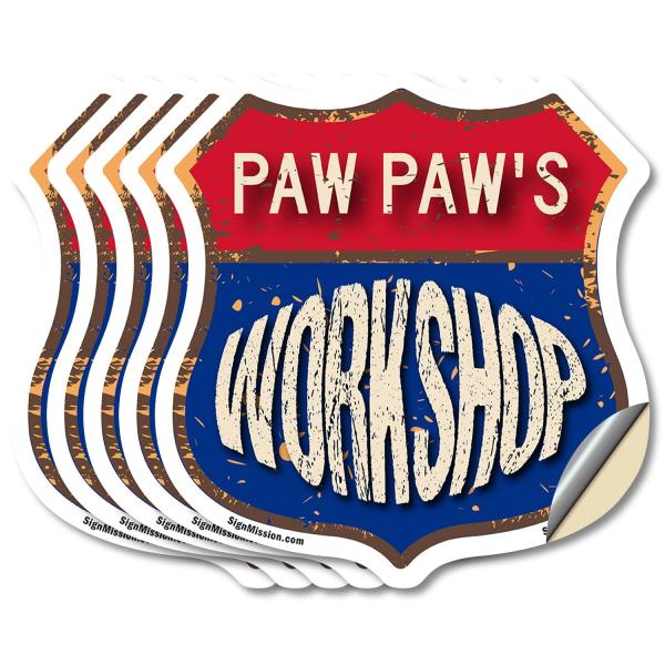 Paw Paw's Workshop (5 Pack) 4 inch X 4 inch Shield...