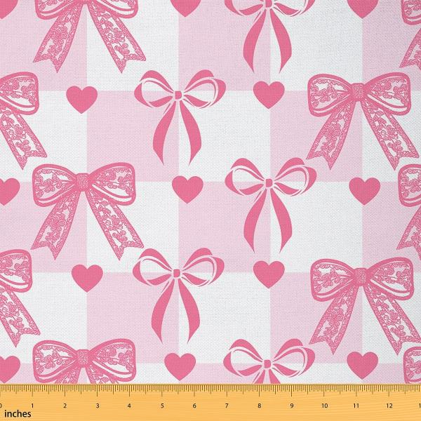 Pink Bowknot Fabric by The Yard,Girly Bow Love Hea...