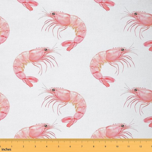 Shrimp Fabric by The Yard,Pink Shrimps Sealife Sof...