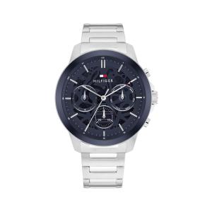 Tommy Hilfiger 1710684 メンズ 多機能クォーツ 44mm シルバーブレスレット ブルースケルトンダイヤル 防水5気圧