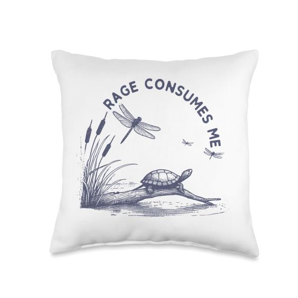 Turtle Wildlife Rage Consumes Me Throw Pillow