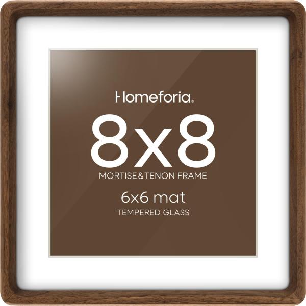 Homeforia 8x8 写真フレーム ブラウンウッド、ほぞ穴＆ほぞ穴ダークウッド 8×8 正方形...