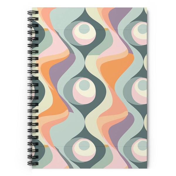 Abstract Spiral Notebook 'Retro Hippie Groovy 70s ...