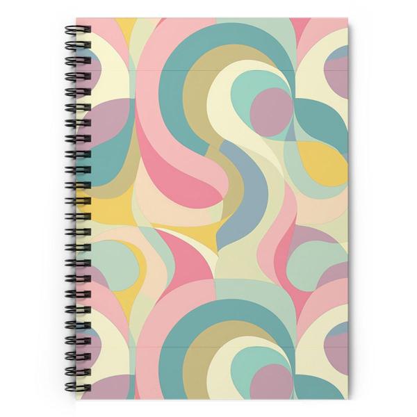 Abstract Spiral Notebook 'Retro 70s Hippie Groovy ...