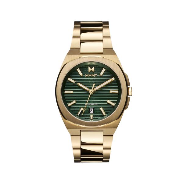MVMT ODYSSEY 自動巻き メンズ腕時計 40mm ゴールドPVDグリーンダイヤル ステンレ...