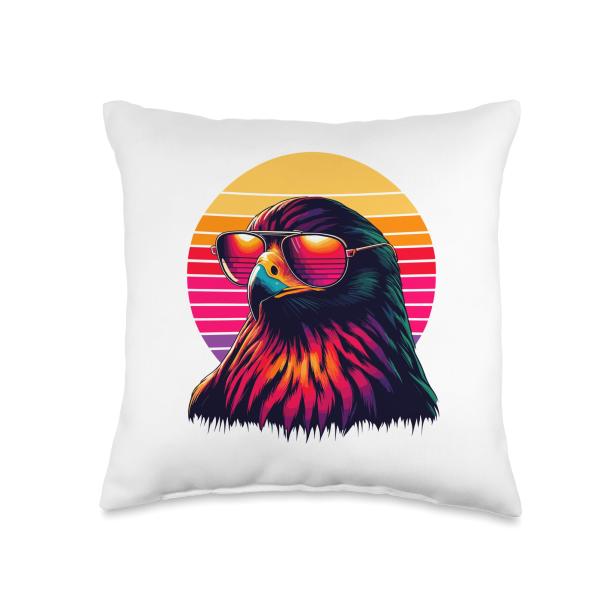 Retro Sunglassess Hawk Hawks Throw Pillow