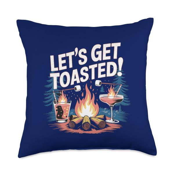 Adult Camp Toasted Marshmallows Throw Pillow