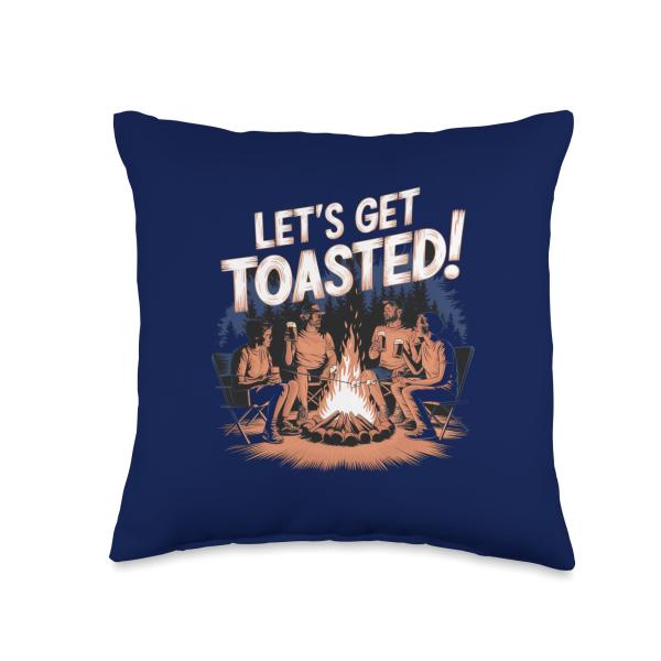 Toasted Marshmallows Adult Camping Throw Pillow