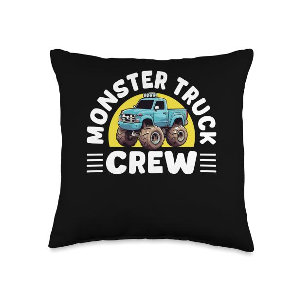 Monstertruck Crew Birthday Throw Pillow