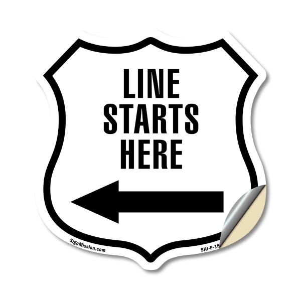 Line Starts Here Left 12 inch X 12 inch Shield Sha...