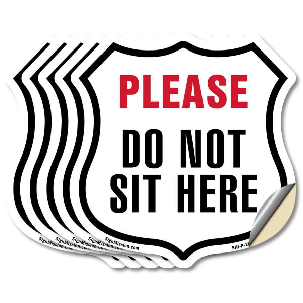 Please Do Not Sit Here (5 Pack) 6 inch X 6 inch Sh...