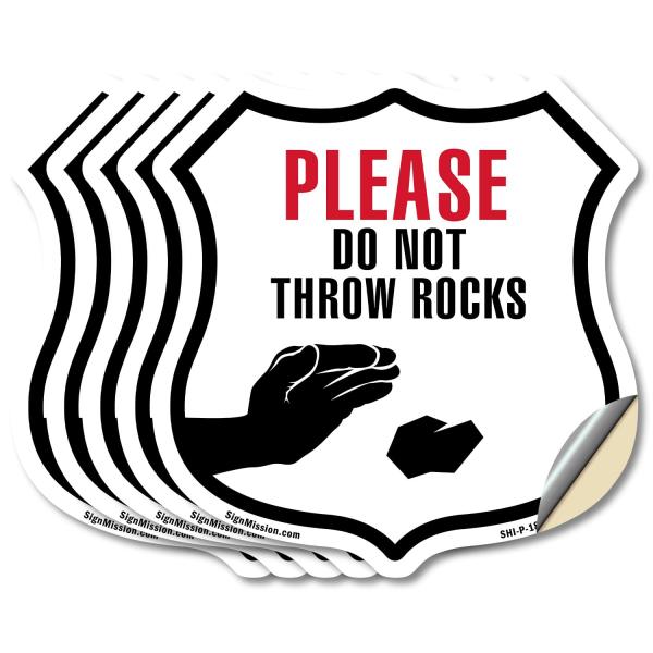 Please Do Not Throw Rocks (5 Pack) 4 inch X 4 inch...