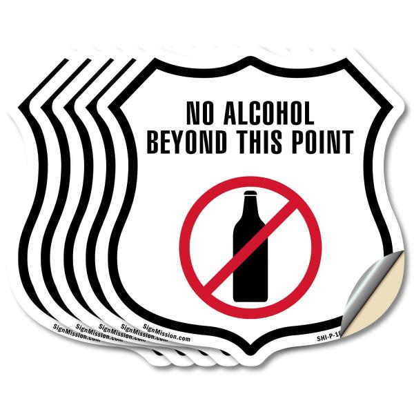 No Alcohol Beyond This Point (5 Pack) 4 inch X 4 i...