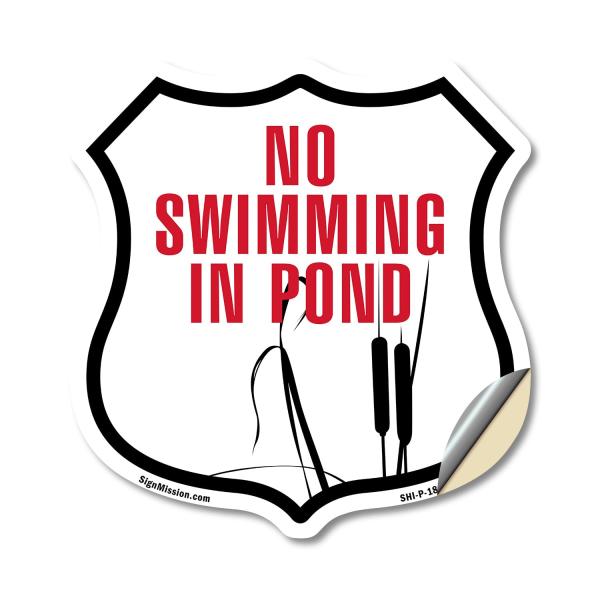 No Swimming In The Pond 12 inch X 12 inch Shield S...
