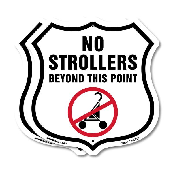 No Strollers Beyond This Point (2 Pack) 6 inch X 6...
