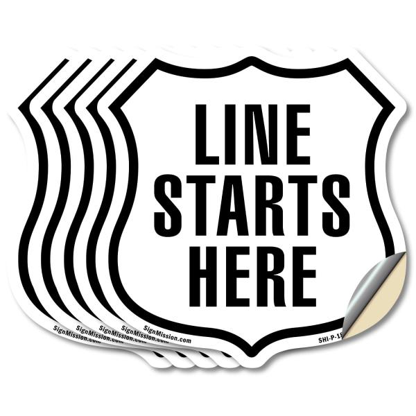 Line Starts Here (5 Pack) 4 inch X 4 inch Shield S...
