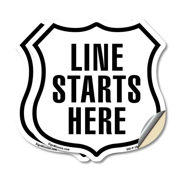 Line Starts Here (2 Pack) 12 inch X 12 inch Shield...