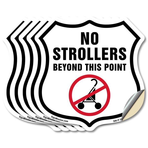 No Strollers Beyond This Point (5 Pack) 4 inch X 4...