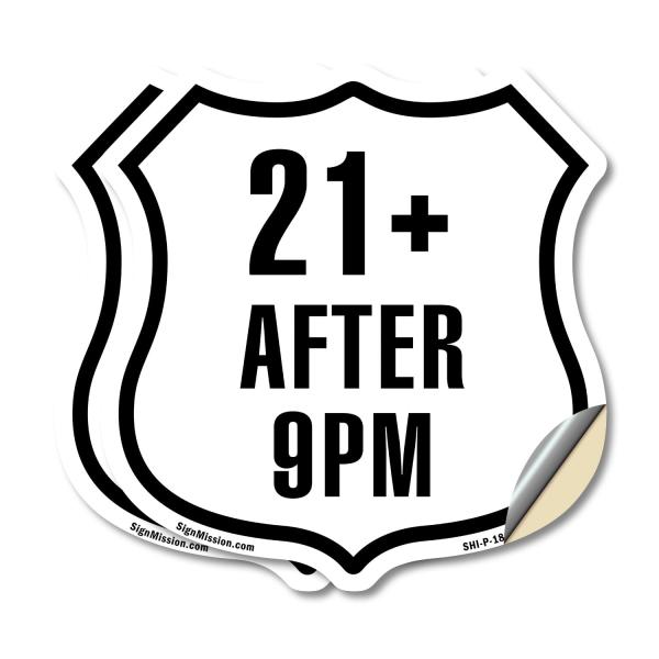 21+ After 9PM (2 Pack) 6 inch X 6 inch Shield Shap...
