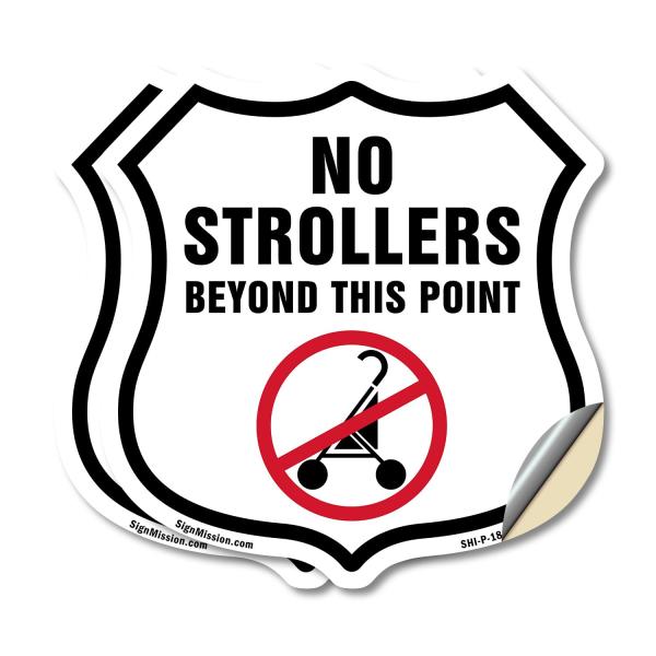 No Strollers Beyond This Point (2 Pack) 12 inch X ...