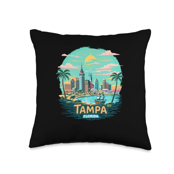Vintage Tampa Florida Sunset Skyline Cityscape Thr...